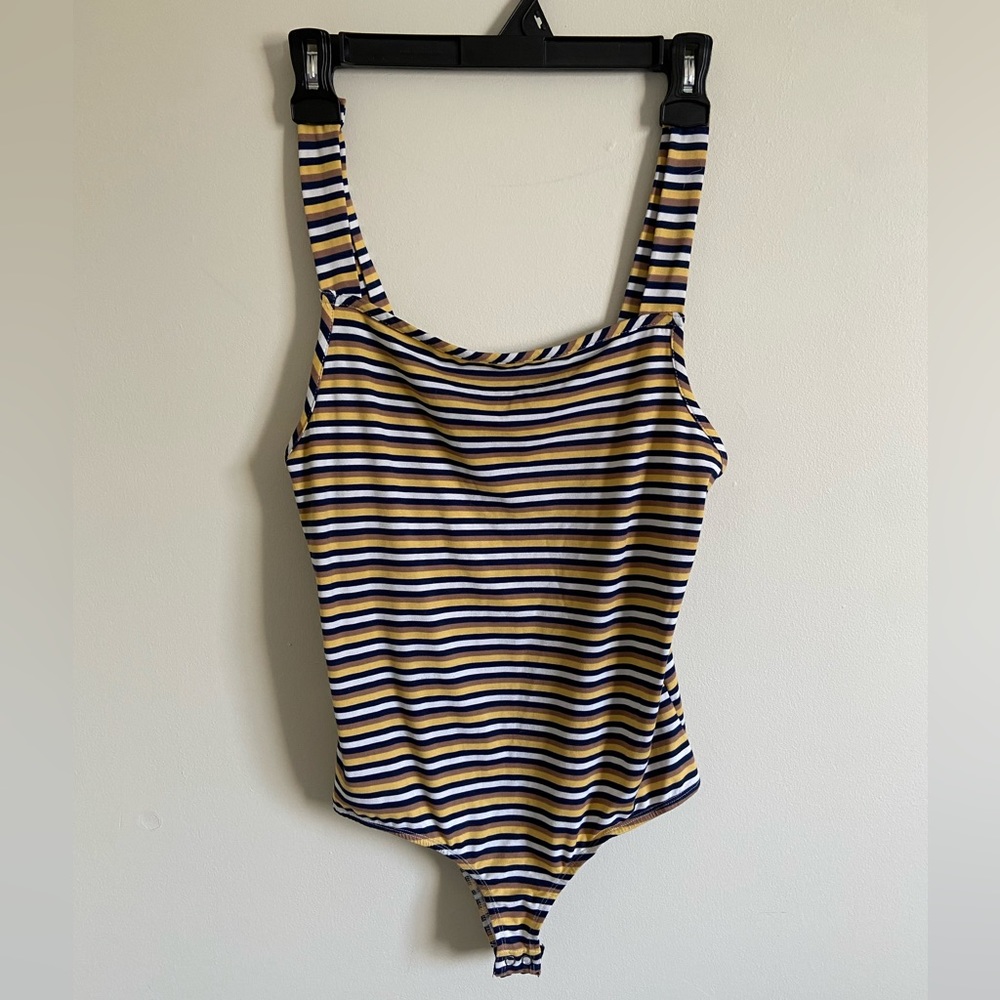 Urban Heritage Large striped thong stretchy soft bodysuit